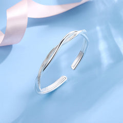 Mobius Series Double Thread Interwoven Silver Bracelet for Women