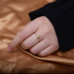 Baguette Cut Olive Green Zircon Silver Ring