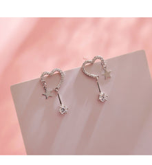 Love Star with Zircon Silver Drop Earrings for Women