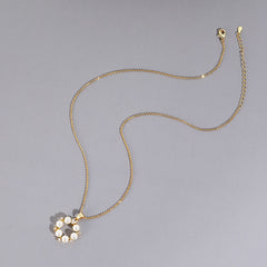 Circle Beading Pearl Pendant Silver Necklace for Women
