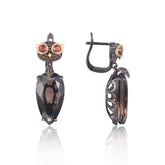 Crystal Owl Silver Drop Earrings for Women