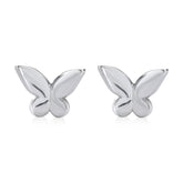 Small Glossy Butterfly Silver Stud Earrings for Women