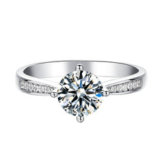 Classical Cathedral 1.0 Carat Round Cut Moissanite Engagement Ring