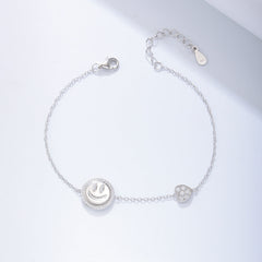 Smiling Face with Zircon Silver Bracelet for Women