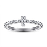 Full Zircon Cross Silver Ring for Women