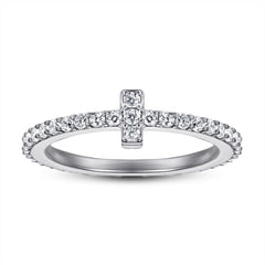 Full Zircon Cross Silver Ring for Women