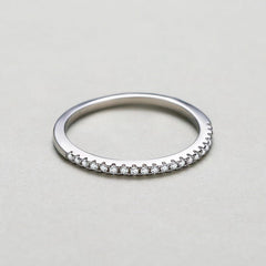 Single Row of Zircon Slim Sterling Silver Half Eternity Ring