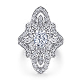 Exaggerated Zircon Flower Silver Ring for Women
