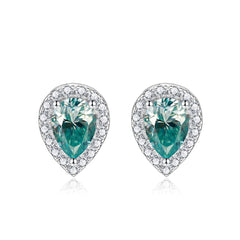 Soleste Halo 1.0 Carat Pear Shape Moissanite Silver Stud Earrings