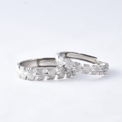 Wheatear Leaf Silver Couple Ring