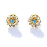 Zircon Daisy Flower Silver Studs Earrings for Women