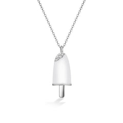 White Ice Stick with Zircon Pendant Silver Necklace for Women