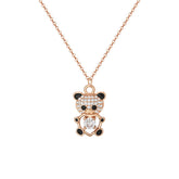 Zircon Little Panda Pendant Silver Necklace for Women