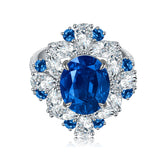 Flower Halo Oval Lab Created Sapphires Ring
