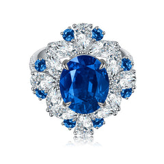 Flower Halo Oval Lab Created Sapphires Ring