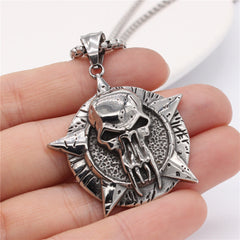 Halloween Bucktooth Skull Round Titanium Steel Pendant for Men