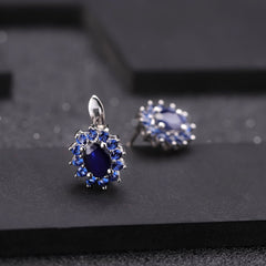 European Oval Shape Silver Studs Earrings for Women