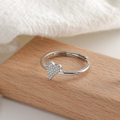 Full Zircon Heart Silver Ring for Women