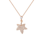 Zircon Maple Leaves Pendant Silver Necklace for Women