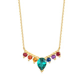 Luxury Temperament Style Inlaid Colourful Nanometer Stone Water Droplet Pendant Plated Gold Silver Collarbone Necklace for Women