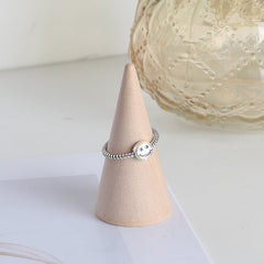 Smiling Face Spiricle Opening Sterling Silver Ring