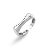 Geometric Concave Polished Opening Sterling Silver Ring
