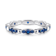 Full Row Marquise Shape with Blue Zircon silver Ring for Women