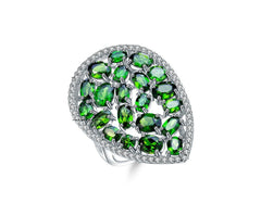 Vintage Luxury Natural Tourmaline Colourful Gemstone Silver Ring