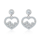 Zircon Hollow Heart Silver Studs Earrings for Women
