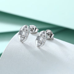 Rectangle Zircon Marquise Shape Silver Studs Earrings for Women