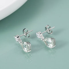 Natural Crystal Pear Drop Silver Drop Earrings for Women