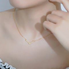Geometric V Shaped Pendant Silver Necklace