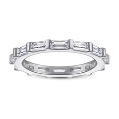 Full Circle Baguette Cut Zircon Silver Ring for Women