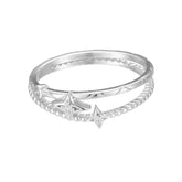 Zircon Cross Star Double Layered Sterling Silver Ring