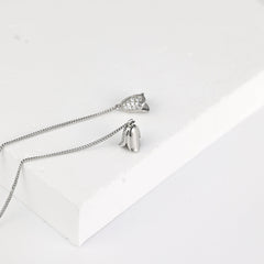 Zircon Flower Tassels Ear Line Silver Drop Earrings for Women