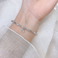 Bamboo with Leaf Silver Bracelet for Women