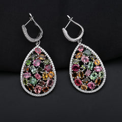 European Vintage Pear Drop Silver Drop Earrings for Women