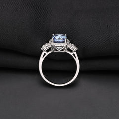 Vintage Luxury Soleste Halo Radiant Cut Crystal S925 Silver Ring