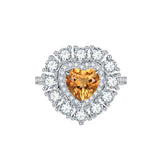 Luxury Halo Heart Shape Natural Yellow Crystal Ring