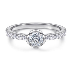 Four Prongs Zircon Rose Cathedral Silver Ring for Women