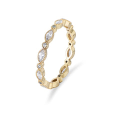 Marquise and Round Shape Zircon Beading Sterling Silver Ring for Women