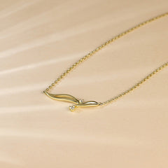 Plant Leaf with Zircon Pendant Silver Necklace for Women