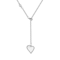 Mother of Pearl Heart Tassels Silver Necklace for Women