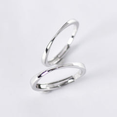 Delicate Thinning Slim Silver Couple Ring for Women