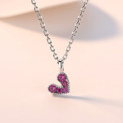 Valentine's Day Gift Zircon Heart Silver Necklace for Women