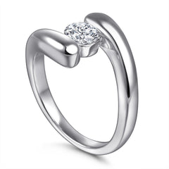 Embrace Round Zircon Solitaire Silver Ring for Women
