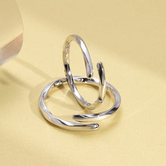 Mobius Design Polished Opening Sterling Silver Couple Rings