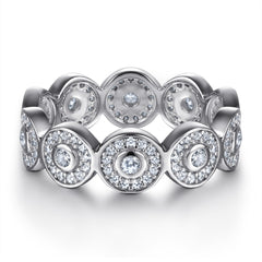 Vintage Round Full Zircon Silver Ring