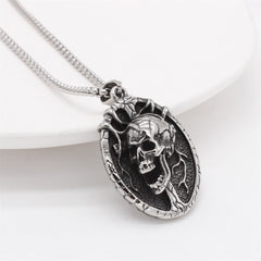 Halloween Shouting Skull Oval Titanium Steel Pendant for Men