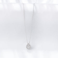 Creative Water Droplet Zircon Soleste Halo Pendant Sterling Silver Necklace for Women